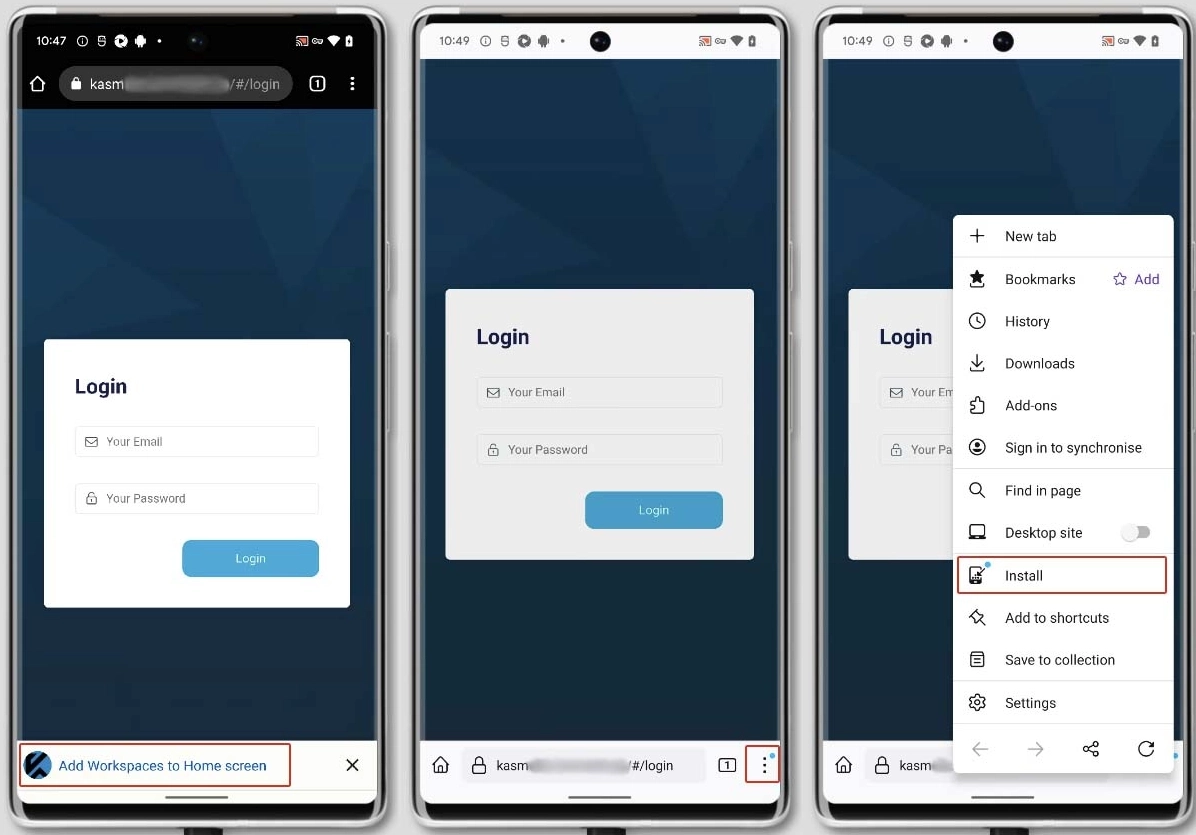 Установка на Android