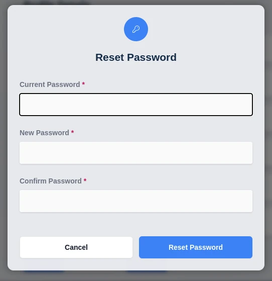 Опции сброса пароля