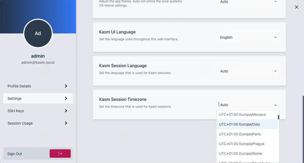 Изменение часового пояса сессии