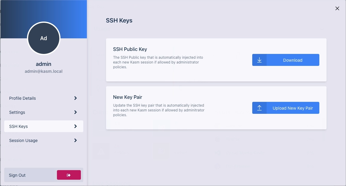 Раздел SSH-ключей
